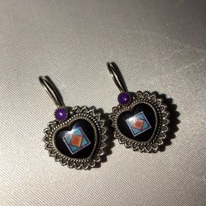 Aldrich Arts Jet, Opal, Sugalite Earrings